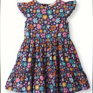 Beebay Girls Floral Print Flutter Sleeves & Flare Dress Made in India